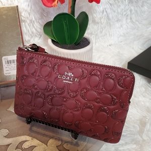 Coach Boxed Corner Zip Wristlet in Signature Glitter
